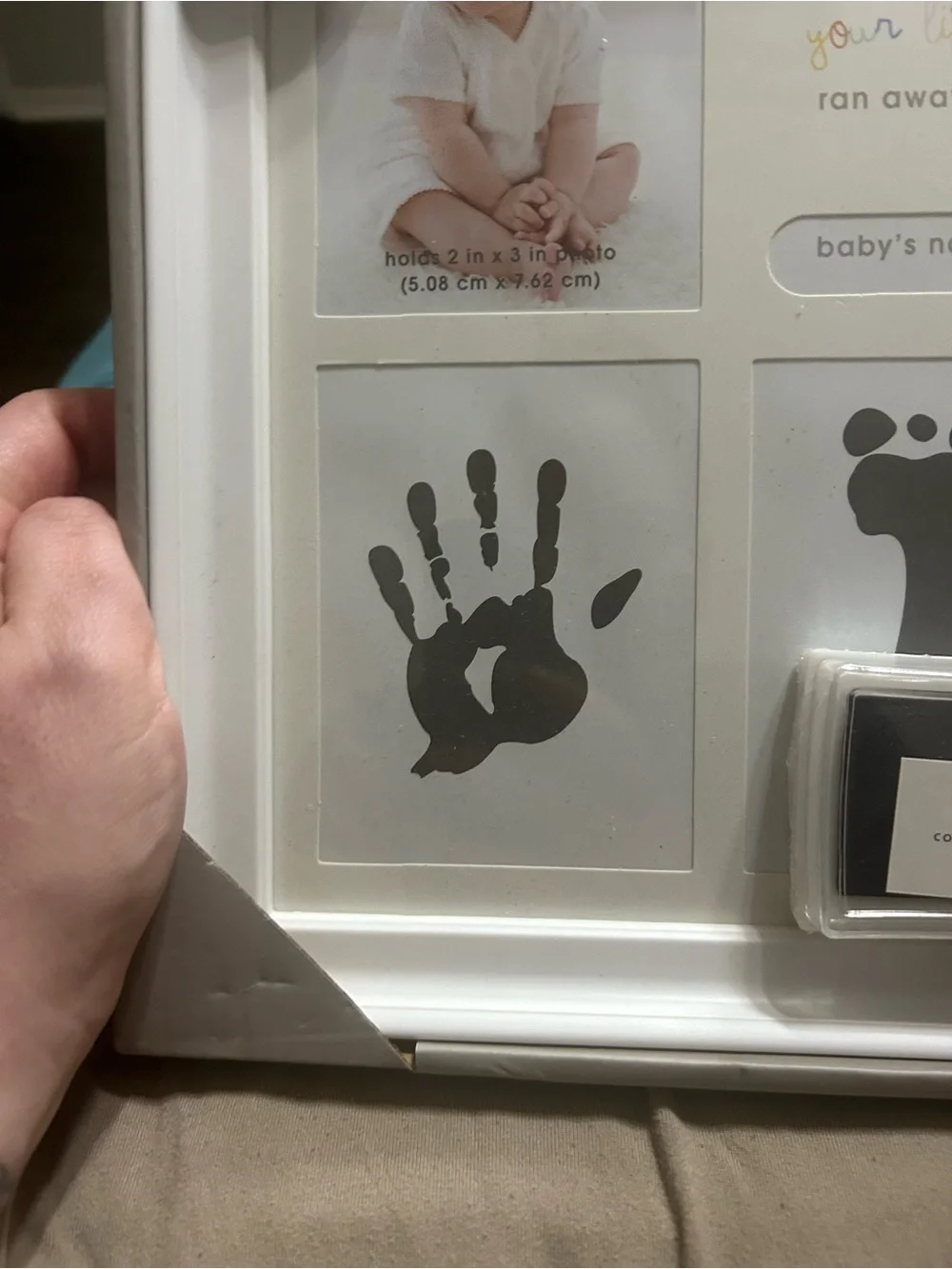 CR Gibson first prints baby frame gray new in box feet and hand prints